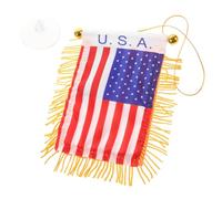 TOGEVAL Drapeau Voiture Suspendu @ Ornement Rétroviseur Double-face Pompons Matériau Stable Décoration Mini Drapeau Us Accessoire Intérieur Voiture Présent à Suspendre