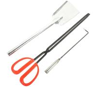 TOGEVAL Ensemble 3 Pièces D’Outils de Cheminée en Fer Petit Format Pelle à Charbon Tisonnier et Crochet Ergonomiques Accessoires Domestiques pour Foyer et Poêle Fournitures Hiver