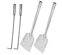 TOGEVAL Ensemble 4 Pièces D’Outils pour Cheminée en Fer Forgé Pelle à Charbon Grosse Taille Tisonnier et Pinces à Bûches Accessoires pour Feu de Cheminée Intérieur et Extérieur