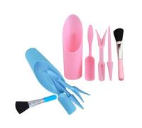 TOGEVAL Ensemble de 2 Outils de Jardinage pour Succulentes avec Mini Pelle Cuillère à Terre Brosse Douce en Plastique Rose et Bleu Kit Multifonction pour Transplantation et Entretien