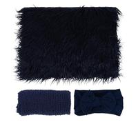 TOGEVAL Ensemble de 3 Pièces pour Séance Photo -Né Garçon Fille Lange en Coton Doux Bleu Foncé Bandeau Assorti et Couverture Légère Accessoires Photo Bébé pour Studio et Maison