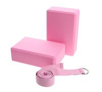 TOGEVAL Ensemble d'Exercices de Yoga 3 Pièces Bande de Résistance Élastique Sangle de Traction en EVA Rose Antidérapante Accessoire d'Assistance pour Étirements Pilates et Fitness