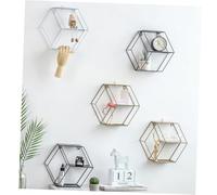 TOGEVAL Étagère De Rangement Hexagonale Murale Double Couche en Fer pour Chambre Salon Décoration Support pour Plantes