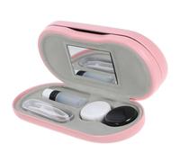 TOGEVAL Étui Rigide Double Couches Portable pour Lunettes et Lentilles Boîtier Compact avec Miroir Rangement Pratique pour Verres et Lentilles de Contact Léger et Facile à Transporter