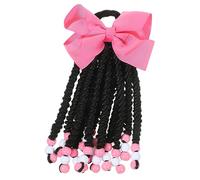 TOGEVAL Extension De Queue De Cheval Avec Nœud Perles Colorées Postiche De Tresse Pour Filles Accessoire De Coiffure Élégant Et Pratique