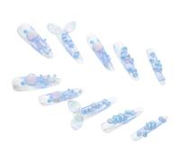 TOGEVAL Faux Ongles Effet Gelée 3D Méduses Motifs Sirène Océan Longueurs S Autocollants Manucure Été Ongles Faits Main Brillants à Coller Décoration Ongulaire Réutilisable