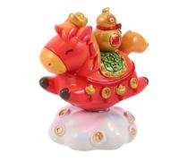 TOGEVAL Figurine Cheval Zodiaque Chinois en Résine Rouge Décoration Bureau Nouvel an Statue Cheval Miniature pour Maison Étagère ou Salon Ornement Symbolique Persévérance et Réussite