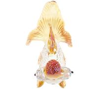 TOGEVAL Figurine de Carpe en Cristal Doré 93 X 24,5 X 48,5 Mm, Statuette Décorative Miniature de Poisson de Collection, Élément Décoratif Maison, Décoration de Table Élégante, Poids 72 G