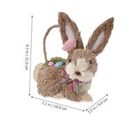 TOGEVAL Figurine Lapin Paille Tissée Miniature Ornement Herbe Naturelle pour Décoration de Table Micro Paysage et Maison Accessoire Printanier Chic et
