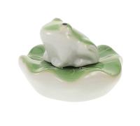 TOGEVAL Figurines Décoratives D'aquarium en Céramique 2 Pcs - Grenouille et Feuille de Lotus 5,5 Cm, Ornement Flottant Solide, Accessoires D'aménagement pour Aquarium sous-Marin, Décor