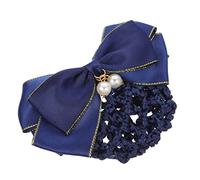 TOGEVAL Filet Chignon avec Nœud pour Danseuse Accessoire Coiffure Élégant pour Infirmière Hôtesse et Professionnelle Filet Cheveux Bleu avec Perles Adapté Tenue Formelle et Décontractée