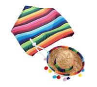 TOGEVAL Goose Costume Set with Mexican Sombrero and Bandana Comfortable Adjustable Lawn Goose Outfit for Small Pets and Ducks Festive Outdoor Decoration for Cinco de Mayo Birthday Parties