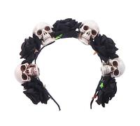 TOGEVAL Halloween Bandeau Fleur Accessoire Cheveux Confortable pour Fête et Cosplay Décor Photo Mémorable avec Crânes Noir Rose