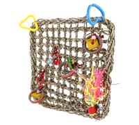 TOGEVAL Hamac pour Perroquet Paille Naturelle Filet Escalade Tissé Main Suspendu pour Oiseaux à Grimper Accessoire de Cage pour Soins des Griffes et Stimulation Mentale