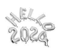TOGEVAL Hello Ballons Aluminium Argentés pour Décoration Nouvel An de Lettres et Chiffres pour Fête Accessoires Festifs Muraux et Suspendus Ambiance Joyeuse et Unique