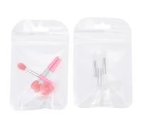 TOGEVAL Kit de 8 Bâtonnets Applicateurs Lèvres en Silicone Souple 2 Ensembles Manche Blanc et Rose Têtes et Étuis Semi-Transparents Pinceaux Pratiques pour Masque et Soin des Lèvres