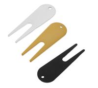 TOGEVAL Kit de Réparation de Gazon de Golf 3 Pièces en Métal Doré, Argenté et Noir - Outil Portable Fourche à Divot Ergonomique pour Marquage Balle et Réparation Mottes sur