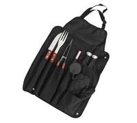 TOGEVAL Kit D'ustensiles de Barbecue Portables pour Extérieur avec Manique, Coupe-Barbecue, Fourchette et Pince