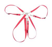 TOGEVAL Laisse Triple Réglable pour Chien, Laisse de Dressage en Nylon, Attelage Trois Têtes, Couleur Rouge, pour Éducation et Promenade de Chiots