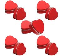 TOGEVAL Lot de 10 Boîtes à Bonbons en Fer-blanc Forme de Cœur Rouge, Boîte Vide Couvercle Plat, Coffret Présent pour Saint-valentin et Fêtes, Rangement Bonbons et Sucreries, pour Mariage