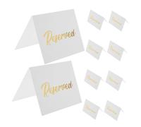 TOGEVAL Lot de 10 Cartes de Table Réservée Double Face en Carton Blanc avec Dorure à Chaud Panneaux Chevalets Élégants pour Mariage Fête et Restaurant Impression Recto Verso Symbole