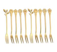 TOGEVAL Lot de 10 Fourchettes à Fruits Multifonctions en Titane, Petites Fourchettes à Dégustation Délicate pour Gâteaux et Desserts, Réutilisables, pour Maison, Fêtes et Repas Entre Amis