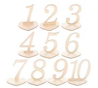 TOGEVAL Lot de 10 Numéros de Table Mariage en Bois Base Cœur, Panneaux Décoratifs pour Réception et Restaurant, Numéros de Table pour Cortège Nuptial et Fête, Dimensions Standard,