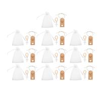 TOGEVAL Lot de 10 Set de Sets de Chapelets Baptismaux en Perles de Bois Croix Sculptée la Main, Paquet en Organza et Carte Kraft, Présents Religieux pour Baptême Garçon Fille,