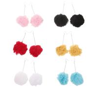 TOGEVAL Lot de 12 Boucles D’Oreilles Pendantes à Pompons Colorés en Peluche Douce Longues Chaînes Légères Accessoires Mode Hiver pour Femmes et Adolescentes Assortiment Bleu Rouge Rose