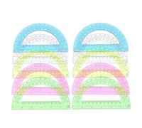 TOGEVAL Lot de 12 Rapporteurs Semi-circulaires en Plastique Transparent Coloré pour Mesure D’angles, Dessin Technique et Fournitures Scolaires