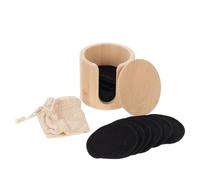 TOGEVAL Lot de 16 Disques Démaquillants en Fibres de Bambou Lavables, Coussinets Ronds Noirs 3 Couches, Filet de Lavage, Étui Bambou Perforé et Boîte Cartonnée - Lingettes Démaquillantes