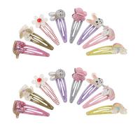 TOGEVAL Lot de 16 Pinces à Cheveux Colorées pour Filles - Accessoires Licorne, Fleurs, Lapin et Arc-en-ciel - Clips à Pression Doux pour Cheveux Délicats - pour Fêtes, École et Usage