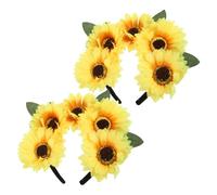 TOGEVAL Lot De 2 Accessoires Pour Cheveux Serre-Tête Fleuri Bandeau Tournesol Accessoire De Déguisement Tournesol Bandeau Hippie Fleuri Ornement De Cheveux Photo