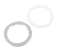TOGEVAL Lot de 2 Anneaux de Bouton D'allumage Automobile Blancs Strass, Cercle Décoratif de Démarrage Touche, Cache-poussoir de Protection pour Intérieur Voiture, Accessoires Auto
