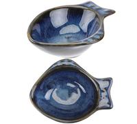 TOGEVAL Lot de 2 Assiettes à Sauce Céramique de Poisson Plats D’Accompagnement pour Sauce Soja et Condiments Design Résistant Chaud-Froid-Acide pour Restaurant et Usage Familial