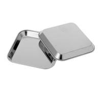 TOGEVAL Lot de 2 Assiettes Carrées en Acier Inoxydable Épais 14X14 CM Plateaux Alimentaires Multifonctions pour Apéritifs Steaks Biscuits Desserts et Salades Résistants et Solide