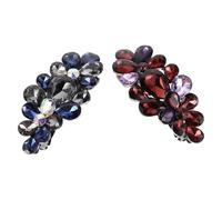 TOGEVAL Lot de 2 Barrettes à Cheveux à Ressort Ornées de Strass Pinces Métalliques pour Queue de Cheval Accessoires Féminins en Violet et Bleu Gris pour Mariages et Occasions Spéciales