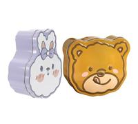 TOGEVAL Lot de 2 Boîtes Métalliques à Biscuits en Fer Blanc, Légères et Délicates, D'ours Lapin, pour Bonbons et Ambiance Festive
