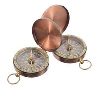 TOGEVAL Lot de 2 Boussoles de Poche en Métal Couleur Bronze Vintage avec Couvercle Rabattable, Outil de Navigation Portable Précis pour Randonnée, Camping et Activités de Plein