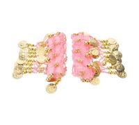 TOGEVAL Lot de 2 Bracelets de Cheville à Clochettes Roses Pièces Métalliques, Taille Unique, Légers et Rythmiques, Accessoires pour Danse Orientale et Danseuse du Ventre, Bijoux