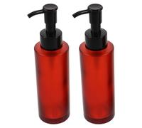 TOGEVAL Lot de 2 Flacons à Pompe en Verre Ambré 100 ml Distributeurs Rechargeables pour Huile et Lotion Couleur Rouge Foncé Étanches pour Voyages et Cosmétiques Faits Maison