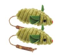 TOGEVAL Lot de 2 Jouets à l'herbe à Chat en Peluche Forme Souris, Jouets Amusants pour Chats D'intérieur, Corde en Coton et Lin Élastique, Couleur Vert Prairie, Stimulant Instinct