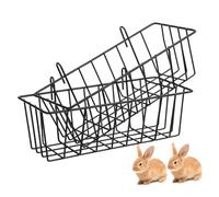 TOGEVAL Lot de 2 Mangeoires Suspendues pour Lapins, Râteliers Multifonctions en Métal Noir, Supports de Rangement Compacts pour Cages, Alimentation Propre et Pratique pour Petits Animaux
