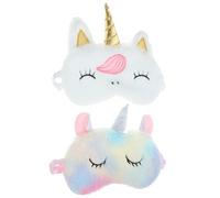 TOGEVAL Lot de 2 Masques de Sommeil en Peluche 3D Licorne de Nuit Opaque pour Femmes Doux et pour Voyage et Détente Couleur Blanche Corne Dorée et Multicolore Confort