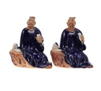 TOGEVAL Lot de 2 Ornements pour Aquarium en Céramique Solide, Plantes en Pot Décoratives Compactes, Petit Ornement pour Bonsaï et Micro-Paysage, pour Décoration Terrarium et Étang