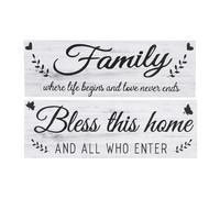 TOGEVAL Lot de 2 Panneaux Décoratifs Muraux en Bois Blanc Lettres Rustiques C Décoration Murale Maison Pendentifs à Suspendre pour Salon et Chambre Style Campagne Vintage