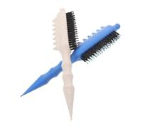 TOGEVAL Lot de 2 Peignes en Poils de Sanglier Bleu et Blanc, Outil de Coiffage Crêpage pour Cheveux Bouclés, Brosse Massage Racines pour Cuir Chevelu, Coiffure Volumineuse et Ondulée,