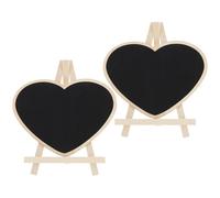 TOGEVAL Lot de 2 Petits Tableaux Noirs de Cœur 20X15 CM en Bois Chevalet Panneau de Signalisation Portable pour Messages Dessins et Affichage pour Maison Bureau et Événements