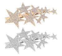 TOGEVAL Lot de 2 Pinces à Cheveux Étoiles Strass, Barrettes Métalliques Argenté et Or, Petites Épingles pour Filles, Accessoires Coiffure Fête et Quotidien