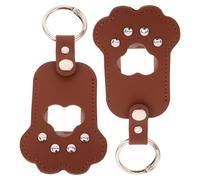 TOGEVAL Lot de 2 Porte-Clés Souvenir pour Animaux en Cuir PU Marron Foncé Rangement Photo et Poils Porte-Clés Commémoratif Patte pour Chien et Chat Accessoire Mémoire Solide et Élégant